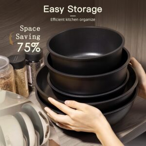 21-Piece Nonstick Ceramic Cookware Set with Detachable Handles